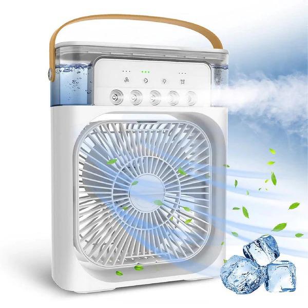 Mini Ventilador e Umidificador de Ar Portátil c/ reservatorio para água e gelo