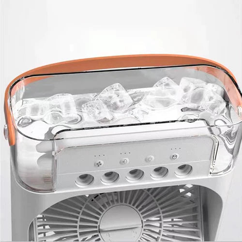 Mini Ventilador e Umidificador de Ar Portátil c/ reservatorio para água e gelo